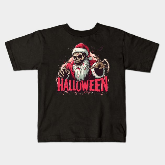 Undead Halloween Santa Kids T-Shirt by pixelmeplease